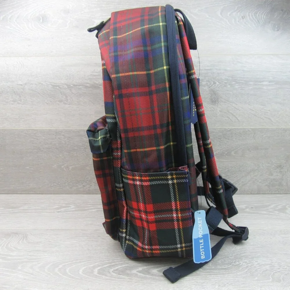 Polo Ralph Lauren Polo Bear Red Navy Plaid Check Backpack School Travel - Picture 6 of 16